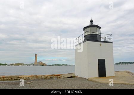 Derby Wharf Lighthouse at the Salem Maritime National Historic Site NHS in Salem, Massachusetts, USA. Stock Photo