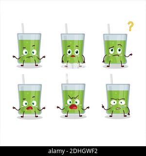 Cartone animato di succo di mela verde con che espressione. Illustrazione vettoriale Illustrazione Vettoriale