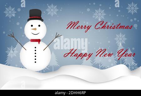 Grafica disegno snowman e neve per Card Merry vettore di Natale illustrazione Illustrazione Vettoriale