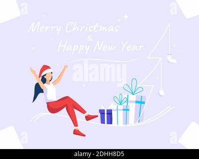 Concetto di progettazione dei social media. Auguri per il nuovo anno di Natale. Utilizzato per web, poster, volantini. vettore piatto. Illustrazione Vettoriale