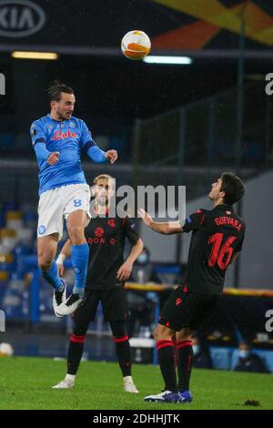 Napoli, Campania, Italia. 9 Feb 2016. Durante la partita di calcio della Champions League SSC Napoli vs FC Real Sociedad il 10 dicembre 2020 allo stadio San Paolo di Napoli.in foto: Fabian Ruiz Credit: Fabio Sasso/ZUMA Wire/Alamy Live News Foto Stock