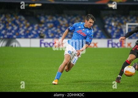 Napoli, Campania, Italia. 9 Feb 2016. Durante la partita di calcio della Champions League SSC Napoli vs FC Real Sociedad il 10 dicembre 2020 allo stadio San Paolo di Napoli.in foto: Hirving Lozano Credit: Fabio Sasso/ZUMA Wire/Alamy Live News Foto Stock