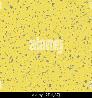 Giallo e grigio motivo a terrazzo artigianale sfondo. Sfondo di particelle di granito di pietra granulata grossolana densa. Struttura astratta di roccia ignea di Illustrazione Vettoriale