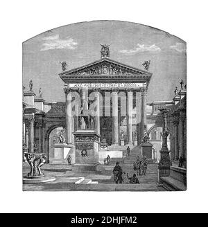 Illustrazione originale del Tempio di Pallade Atena. Pubblicato in una storia pittorica del mondo grandi nazioni: fin dalle prime date al presente tim Foto Stock