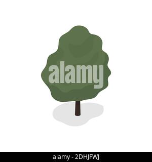 Albero verde su sfondo bianco. Illustrazione vettoriale. Illustrazione Vettoriale