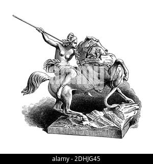 Illustrazione originale di Amazon, guerriera nella mitologia greca. Pubblicato in una storia pittorica del mondo grandi nazioni: fin dalle prime date Foto Stock