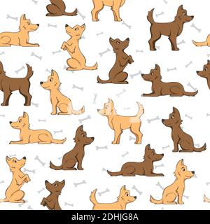 motivo senza cuciture e ossa del cane su sfondo bianco Illustrazione Vettoriale