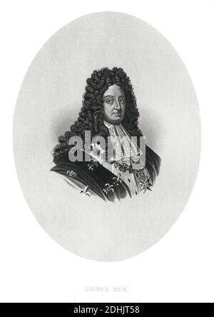 L'illustrazione del XIX secolo di Luigi XIV (1638 – 1715), conosciuto come Luigi il Grande o Re Sole, fu un monarca della Casa di Borbone che governò come Kin Foto Stock