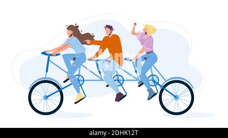 Collettivo Boy e Girls Riding Tandem Vector Illustrazione Vettoriale