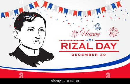 Biglietto d'auguri Happy Rizal Day. Illustrazione vettoriale per biglietto d'auguri, poster e banner Illustrazione Vettoriale