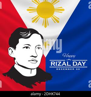 Biglietto d'auguri Happy Rizal Day. Illustrazione vettoriale per biglietto d'auguri, poster e banner Illustrazione Vettoriale