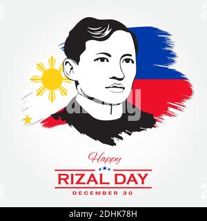 Biglietto d'auguri Happy Rizal Day. Illustrazione vettoriale per biglietto d'auguri, poster e banner Illustrazione Vettoriale