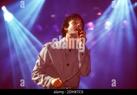 Pulp si esibisce al Glastonbury Festival 1998, Worthy Farm Somerset, Inghilterra. Foto Stock