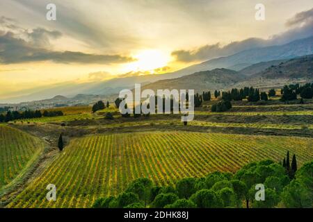 Foto aeree per la valle di bekaa in Libano in autunno Foto Stock