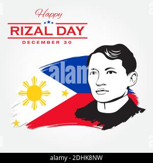 Biglietto d'auguri Happy Rizal Day. Illustrazione vettoriale per biglietto d'auguri, poster e banner Illustrazione Vettoriale