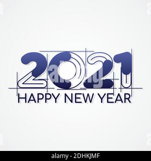 Felice anno nuovo 2021 stile architettonico su sfondo bianco. Modello di illustrazione di sfondo del vettore Happy New Year 2021. Illustrazione vettoriale EPS.8 EP Illustrazione Vettoriale