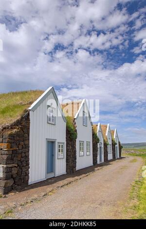 Museo di Grenjadarstadur / Grenjaðarstaður, ex fattoria con case di zolla a Þingeyjarsveit / Thingeyjarsveit in Nordurland Eystra, Islanda del Nord Foto Stock