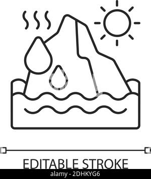 Fusione dei ghiacciai icona lineare Illustrazione Vettoriale