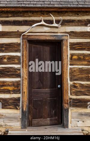 La cabina della Croce di Malta, dove Theodore Roosevelt si è ripreso dalle tragedie della sua vita, nel Parco Nazionale di Theodore Roosevelt vicino a Medora, North Dakota, Foto Stock