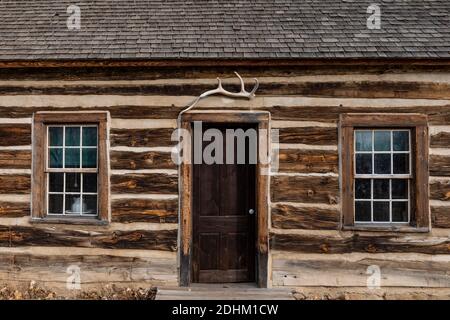 La cabina della Croce di Malta, dove Theodore Roosevelt si è ripreso dalle tragedie della sua vita, nel Parco Nazionale di Theodore Roosevelt vicino a Medora, North Dakota, Foto Stock