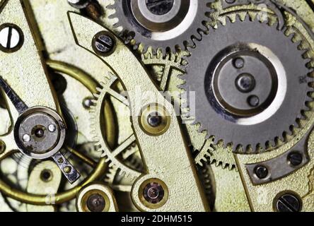 Funzionamento interno di un orologio Foto Stock