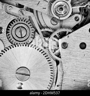 Funzionamento interno di un orologio Foto Stock