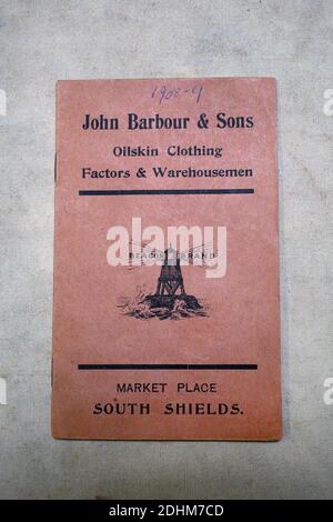 Regno Unito /South Shields/ Best of British/ Barbour/Maker of Jackets and other lifestyle vestiario/ il primo catalogo Barbour, dal 1908. Foto Stock