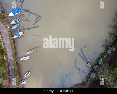 Barche sul fiume fal vicino Malpas e truro aereo cornovaglia Inghilterra regno unito Foto Stock