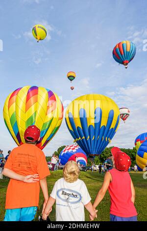 Alabama Decatur Alabama Jubilee Hot Air Balloon Classic, Point Mallard Park palloncini evento annuale ragazzi, Foto Stock