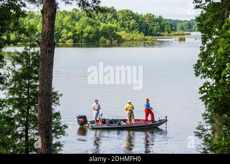 Alabama Lake Eufaula Lakepoint Resort state Park Chattahoochee River, acqua Eufaula National Wildlife Refuge nautica pesca fuoribordo motoscafo, Foto Stock