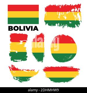 Bandiera boliviana con graffi, bandiera vettoriale della Bolivia. Illustrazione Vettoriale