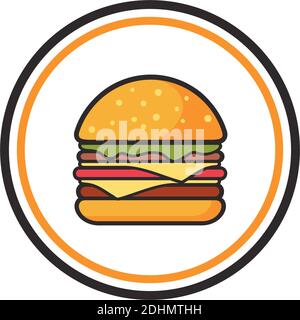 big burger icona vettore flat logo concetto di progettazione vettoriale Illustrazione Vettoriale