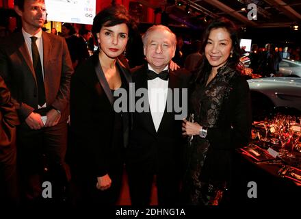 Rachida dati, Jean Todt e sua moglie Michelle Yeoh hanno partecipato ai premi Concept Cars nell'ambito del 31esimo Festival Internazionale dell'Automobile di Parigi, in Francia, il 27 gennaio 2016. Foto di Jerome Domine/ABACAPRESS.COM Foto Stock