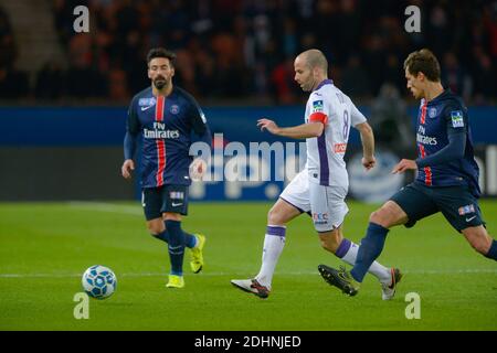 Etienne Didot di Tolosa durante la partita di calcio della semi-finale League Cup, Paris Saint-Germain vs Toulouse FC al Parc des Princes di Parigi, Francia, il 27 gennaio 2016. PSG ha vinto 2-0. Foto di Henri Szwarc/ABACAPRESS.COM Foto Stock