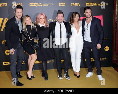 Priscilla Betti, Jaclyn Spencer, Alexandre Malsch e Chris Marques Lors des Melty Future Awards 2016 au Grand Rex a Parigi, Francia, le 16 Fevrier 2016. Foto di Alban Wyters/ABACAPRESS.COM Foto Stock