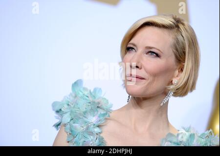 Cate Blanchett si pone nella sala stampa durante l'ottantottesimo annuale Academy Awards al Loews Hollywood Hotel di Los Angeles, CA, USA il 28 febbraio 2016. Foto di Lionel Hahn/ABACAPRESS.COM Foto Stock