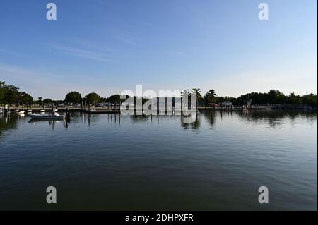 Everglades National Park, Florida - 20 settembre 2020 - Flamingo Marina sulla fresca e soleggiata mattina d'autunno. Foto Stock