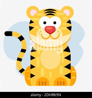 cute tigre animale seduta illustrazione vettoriale Illustrazione Vettoriale