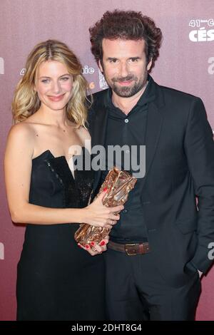 CYRIL DION ET MELANIE LAURENT MEILLEUR DOCUMENTAIRE POUR 'DEMAIN' - 41EME CEREMONIE DES CESAR 2016 AU THEATRE DU CHATELET FOTO Di Nasser Berzane/ABACAPRESS.COM Foto Stock