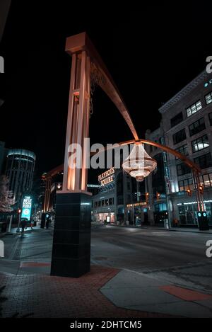 Lampadario di Playhouse Square nel quartiere dei teatri di cleveland, ohio Foto Stock