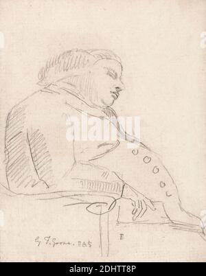 Francis Grose addormentato in una sedia, Paul Sandby RA, (?), 1731–1809, inglese, non satinato, grafite su media, crema, carta wove moderatamente testurizzata, foglio: 7 1/4 x 6 5/8 pollici (18.4 x 16.8 cm), sedia, studio della figura, uomo, ritratto, sonno Foto Stock
