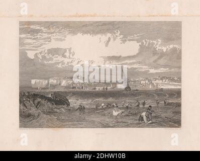 Margate, Stampa realizzata da William Bernard Cooke, 1778–1855, inglese, dopo Joseph Mallord William Turner, 1775–1851, inglese, 1823, incisione e incisione di linee su carta media, leggermente testurizzata, in wove color crema, foglio: 11 3/4 17 1/4 29.8 43.8 cm (× pollici), × piatto: 9 × 12 cm (22.9 × 30.5 cm) e immagine: 1/4 × 25.1 cm (6 × 7/8 9 15.9 pollici) Foto Stock