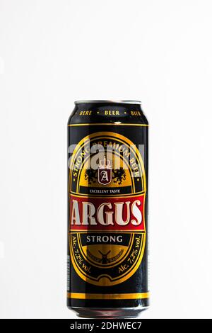 Birra Argus Premium Lager. Il supermercato Lild è una birra di marca. Foto in studio a Bucarest, Romania, 2020 Foto Stock