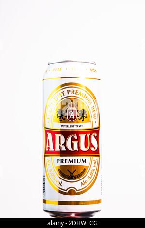 Birra Argus Premium Lager. Il supermercato Lild è una birra di marca. Foto in studio a Bucarest, Romania, 2020 Foto Stock