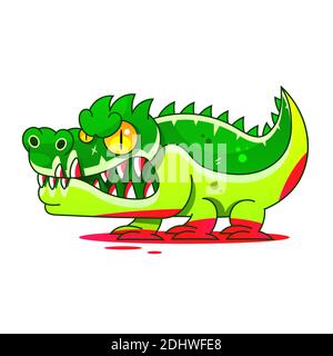 Alligator Mascot Vector Cartoon Stock Illustrazione su uno sfondo. Per progettazione, decorazione Illustrazione Vettoriale