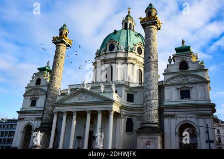 Chiesa di San Carlo Vienna, Austria Foto Stock