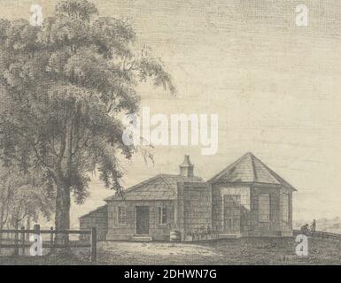 Sala da tè a Wentworth Woodhouse, Yorkshire, artista sconosciuto, XVIII secolo, non satinato, gesso nero su medio, leggermente testurizzato, carta bianca, foglio: 6 3/4 × 8 5/8 pollici (17.1 × 21.9 cm) e Monte: 9 3/8 × 11 3/8 pollici (23.8 × 28.9 cm), soggetto architettonico, vista esterna, casa, Inghilterra, Europa, Regno Unito, Yorkshire Foto Stock