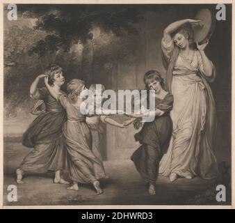 La famiglia Gower: The Children of Granville, II conte di Gower, Stampa fatta da John Raphael Smith, 1752–1812, inglese, dopo George Romney, 1734–1802, inglese, 1781, Mezzotint (impronta tagliata e intarsiata) su moderatamente spessa, moderatamente testurizzata, crema, carta deformata, foglio: 21 × 23 9/16 pollici (53.3 × 59.8 cm) e immagine: 19 3/4 × 22 7/16 pollici (50.2 × 57 cm Foto Stock