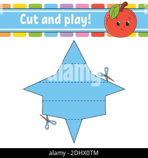 Taglia e gioca. Puzzle logico per bambini. Foglio di lavoro per lo sviluppo dell'istruzione. Gioco di apprendimento. Pagina attività. Pratica di taglio per prescolare. Semplice isolamento piatto Illustrazione Vettoriale