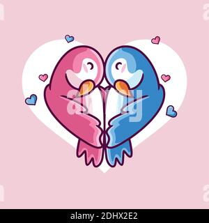 carino uccello coppia innamorato Illustrazione Vettoriale